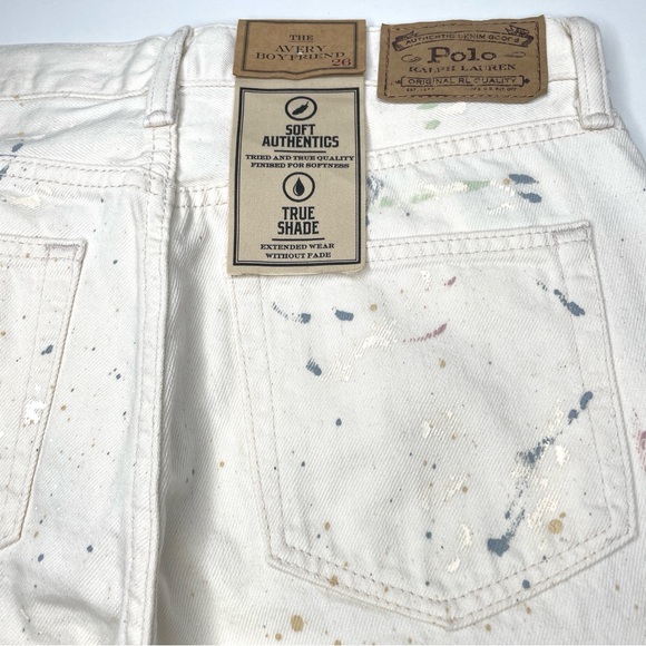 Polo Ralph Lauren Avery Boyfriend White Paint Splatter Jeans - Picture 14 of 15